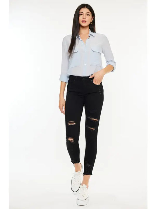 Kan Can Black Distressed Jean image 0